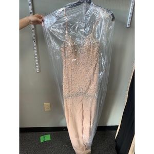Nude Rhinestone Prom Dress
